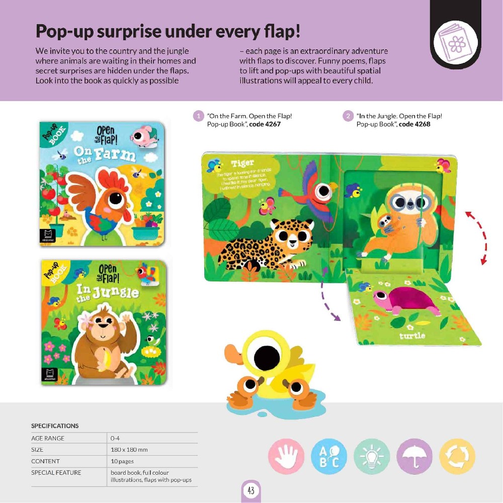 Pop-up surprise under every flap